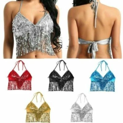 Dance Wear Nightclub Belly Dance Bra Performance Top Show Costumes Halter Bra