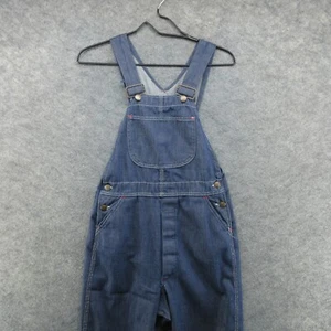 VTG 1970s Jeans Mens 29x28 Blue Flared Bib Overalls Workwear Denim Bibs 70s - Picture 1 of 21