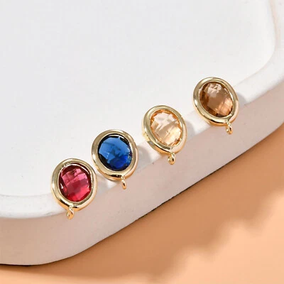 Pendientes de cristal ovalados 6 piezas, aretes de diamantes de imitación ovalados, componente de pendiente Foto 1 de 4