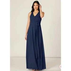 NWOT Azazie Athena Empire Waist Maternity Chiffon Gown w Sash Sz 8 - Picture 1 of 15