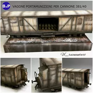 Vagone Porta Munizioni per Cannone 381/40 AVS Built & Painted by V. Lanna 1/35 - Foto 1 di 3