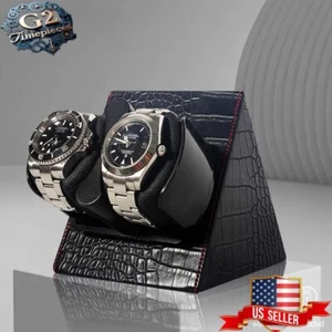 Enrolladora automática doble de dos relojes patrón de cocodrilo cuero PU - Cable USB - Imagen 1 de 7