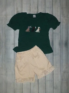 NEW Boutique Hunting Retrieving Labrador Dog Girls Ruffle Tunic Shorts Outfit - Picture 1 of 3