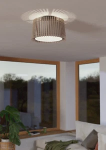 Plafoniera moderna in legno naturale e tessuto a 1 luce GL1717 - Picture 1 of 3