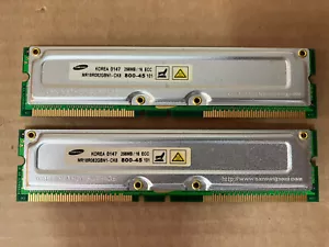 ~ 2x Samsung 256MB PC800 ECC RIMM Memory MR18R082GBN1-CK8 800-45 101 / Tested - Picture 1 of 1
