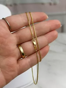 14k Gold 1.2mm Chain Franco Necklace 16" For Unisex Adults, Chevron Link, Italy - Picture 1 of 6
