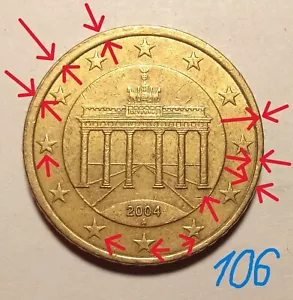 Alemania, 50 céntimos de euro, 2004A Gran defecto sello moneda muy raro - Imagen 1 de 2
