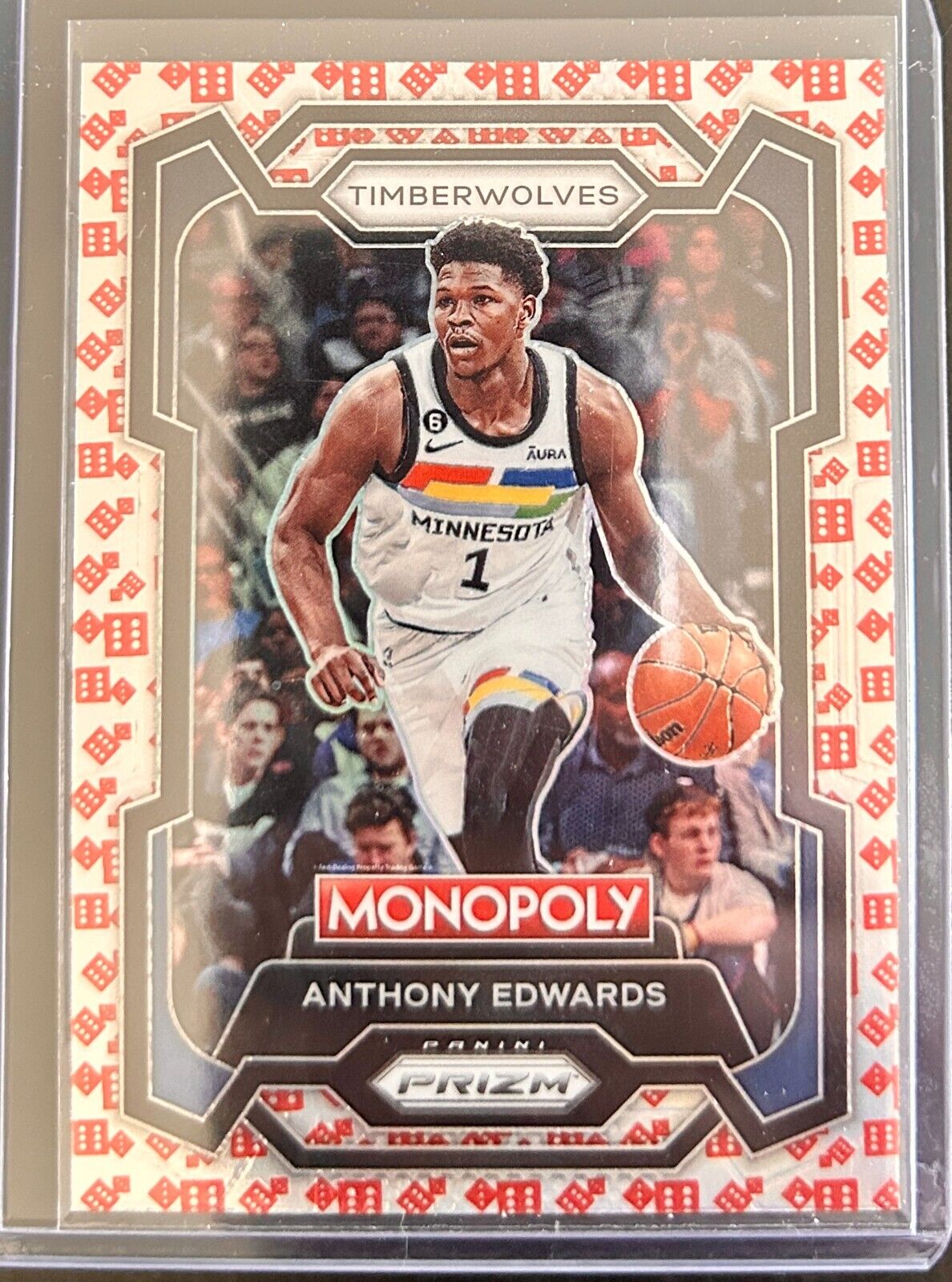 2023-24 Monopoly Prizm Anthony Edwards #52 RED DICE parallel