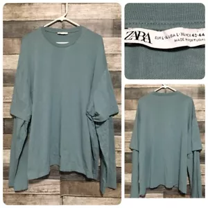 Camisa Zara Grande Manga Larga Para Hombre L-XL Azul Pullover Cuello Redondo - Imagen 1 de 8