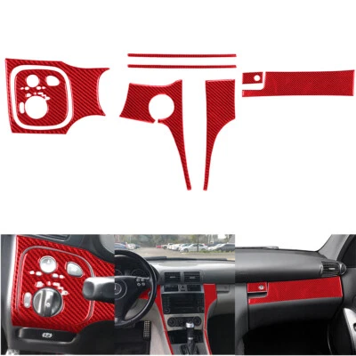 Kit de cubierta de tablero interior de fibra de carbono rojo 8 piezas para Mercedes-Benz W203 Foto 1 de 4