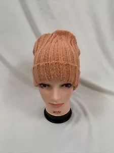 Cable Knit Beanie Cap Skull Hat Warm Winter Hat Cuff Soft Salmon Peach Unisex - Picture 1 of 6