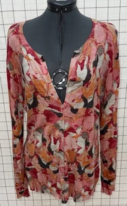 BANANA REPUBLIC Women's Floral Print Button 100 Cotton Cardigan Sweater L - Picture 1 of 8