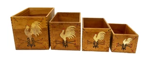 The Redbird Line Hand Decorated Japan Rooster Weathervane Fingerjoint Wood Boxes - Picture 1 of 14
