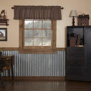 , Bingham Star, Cotton, 16x72, Plaid Valance, Black - Picture 1 of 5