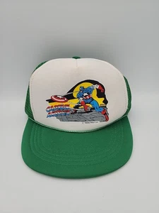 Vintage Captain America Youth Trucker Hat Snapback Mess Back Marvel - Picture 1 of 9