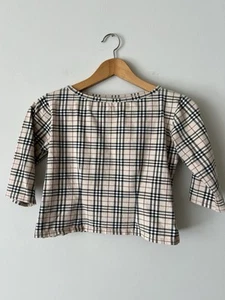 Burberry London Girls Plaid 3/4 Sleeve Boatneck Shirt Size L - Picture 1 of 3
