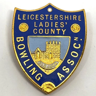 Leicestershire Women's County Bowling Association Vintage Enamel Pin Badge Bowls - Image 1 of 2