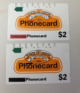 Australia Telecom Phonecard Pair $2 State Of Origin NSW-QLD 1994 Used - Picture 1 of 5