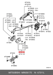 Maniglia interna porta anteriore originale OE L MR656175 per Mitsubishi MR65-6175 - Foto 1 di 1