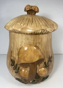 Arnels Mushroom Ceramic 11 Inch Cookie Jar / Canister Tan Mushroom Cap - Imagen 1 de 8