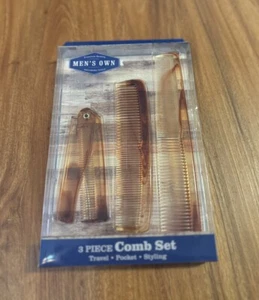 Men's Own 3 Piece Comb Set Travel, Pocket and Styling Stay Groomed NIB - Picture 1 of 2