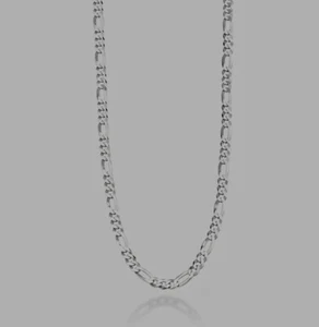 Figaro Chain Necklace in Sterling Silver, 5mm Miabella Itsly 20 Inches - Picture 1 of 5
