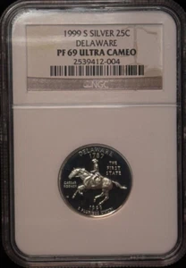1999 S - NGC PF 69 Ultra Cameo - Delaware Silver 25C Quarter Proof Coin -004 - Picture 1 of 2