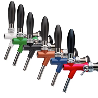 TOF SRL Farbige Kompensatorschankhähne aus Edelstahl Stutzen in 55mm Länge