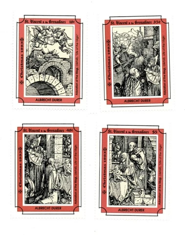 St. Vincent 1993 SC# 1966-73 Christmas Art, Magi, Durer - Set of 4 Stamps - MNH Cover