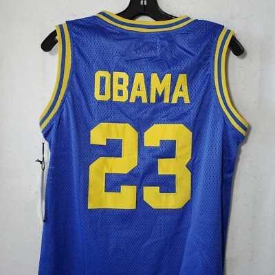 Camiseta deportiva de baloncesto Barack Obama Punahou para hombre mediana escuela secundaria arnés azul nueva con etiquetas Foto 1 de 4