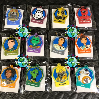 CONJUNTO COMPLETO DE 12 chaveiros mochila amigos TOPPS STAR WARS RESISTANCE DANGLER - Imagem 1 de 3