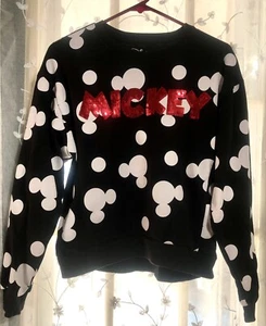 Disney Red Sequin Embellished Mickey Knit Sweatshirt Size 15-17 - Picture 1 of 5