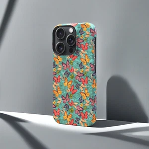 Butterfly Flower Vintage Phone Case Semi Edge for iPhone 14 15 16 Pro Max Plus - Picture 1 of 8