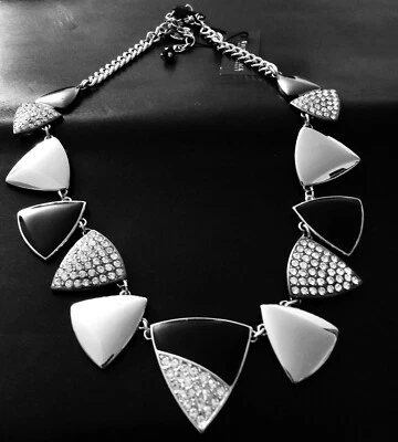 ☀️ COLLAR Plata Negro Pave Shields Circonita CASA BLANCA MERCADO NEGRO NUEVO CON ETIQUETAS Foto 1 de 3