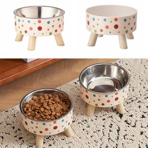 High-legged Cat Food Bowl Non-Slip Water Feeder Container Pet Supplies - Imagen 1 de 14