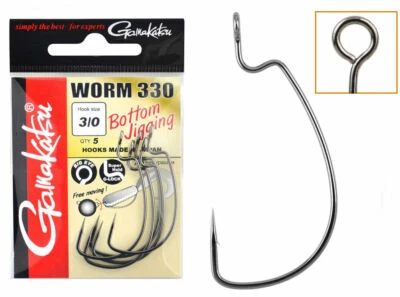 Gamakatsu worm 330 offest hooks,cheburashka big eye,weedless,texas,carolina,drop - Image 1 of 2