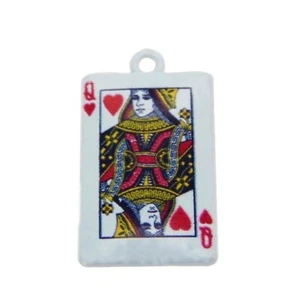 Queen of Hearts Luxury Card Enamel DIY Metal Alloy Pendant Charm  - Picture 1 of 1