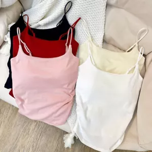 Women Camisole Tank Top Underwear Vest Beauty Back With Chest Pad Backless US// - Picture 1 of 17