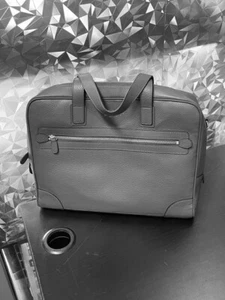 RAPPORT LONDON D222 MEN'S GRAINED LEATHER COMPUTER BRIEFCASE - GREY - Picture 1 of 5