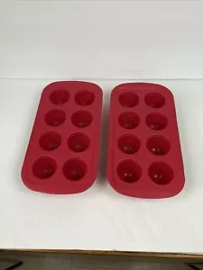 2er-Pack Silikon Backform Pfannen rot 1 1/2 Zoll tief 8 Löcher pro Pfanne - Bild 1 von 15