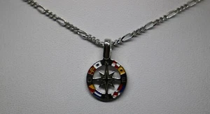 CIONDOLO ROSA DEI VENTI ARGENTO SMALTATA MM 15 NAUTICO SPORTIVO EXPLOIT - Picture 1 of 7