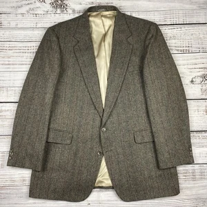 Vintage Haggar Tweed Mens Blazer Sport Herringbone Sport Jacket Wool 44L Striped - Picture 1 of 9