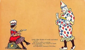 Postal Medias Volteadas Little Miss Muffet Sat On A Tuffet Humpty - Imagen 1 de 2