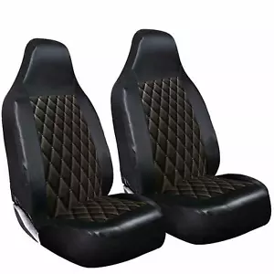 FUNDAS DE ASIENTO DELANTERAS DE CUERO DIAMANTE ACOLCHADO NEGRO LUJO PARA FORD KA 1+1 - Imagen 1 de 1