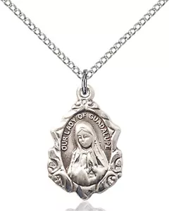 925 Sterling Silver Our Lady Guadalupe Virgin Mary Medal Necklace Pendant - Picture 1 of 1
