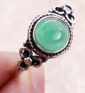 Green Onyx 925 Silver Plated Handmade Ring of US Size 6.75 Ethnic - Picture 1 of 3