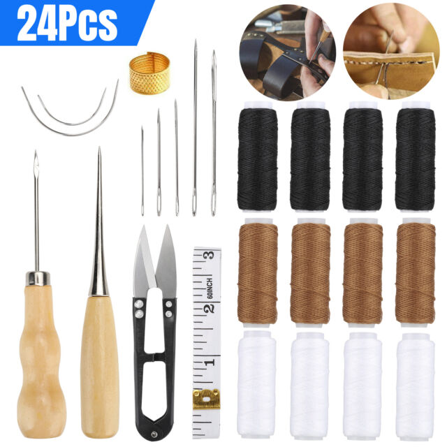 Zxiixz 2 PCS Awl Leather Sewing Awl with Wood Handle Hollow Speedy Stitcher  Sewing Awl for DIY Leather Sewing & Stitching