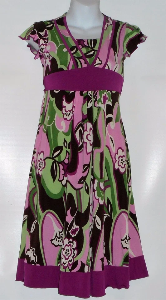 Vestido Speechless Niñas Manga Acampanada Cintura Imperio Marrón y Lila Diez (10) Nuevo con Etiquetas Foto 1 de 2