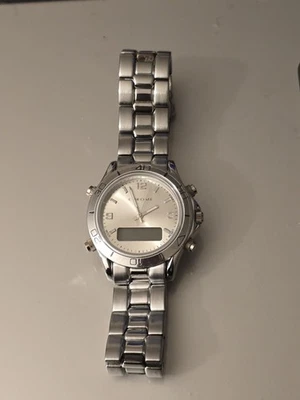 Relógio masculino vintage Azzaro cromado 41 mm mostrador prateado CAIXA PESADA, Run (Lote2058) - Imagem 1 de 4