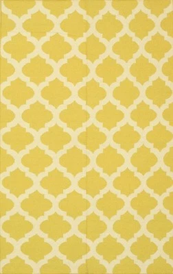 Trendy Trellis Yellow Flatweave Wool Rug - Image 1 of 4